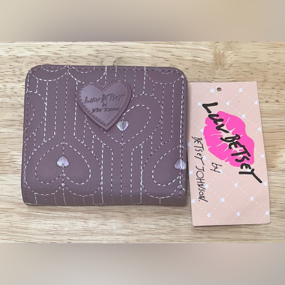 Love Betsey by Betsey Johnson Heart Wallet in the color Mauve